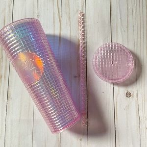 💗Limited💗 Starbucks Pink Disco Grid Tumbler (24oz) Studded Cup